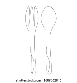 Dibujo de horquilla de diseño de restaurante y línea de giro, ilustración vectorial