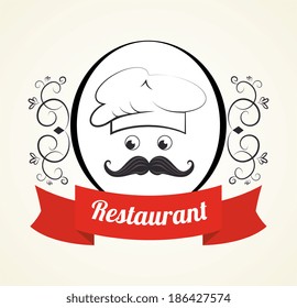 Restaurant design over beige background, vector illustration