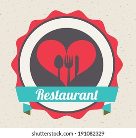 Restaurant design over beige background, vector illustration