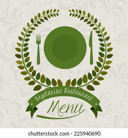 Restaurant design over beige background, vector illustration