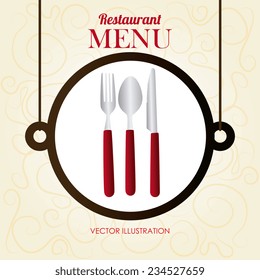 Restaurant design over beige background, vector illustration