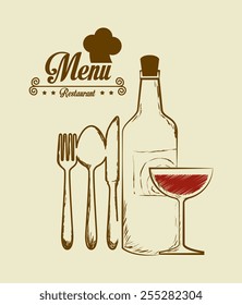 Restaurant design over beige background, vector illustration.
