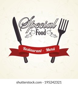 Restaurant design over beige background,vector illustration