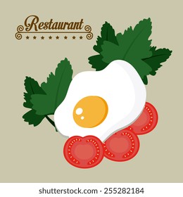 Restaurant design over beige, sunny,egg,tomato,breakfast,background, vector illustration.