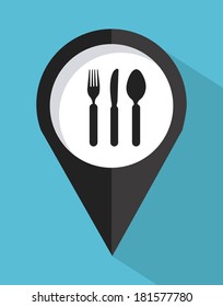 restaurant design over blue background, vector illustration