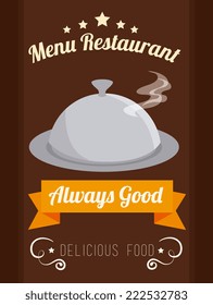 Restaurant design over brown background, vector illustration