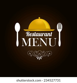 Restaurant design over brown background, vector illustration