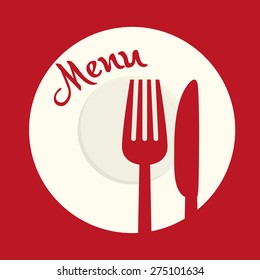 Restaurant design over red background, vector illustration.