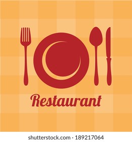 Restaurant design over yellow background, vector illustration