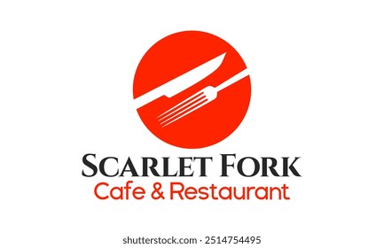 restaurante, diseño, tenedor escarlata, logotipo del restaurante, logotipo, comida, símbolo,