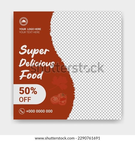 Restaurant Digital Menu Discount offer square social media post template Summer occasion 50% off Special design 
