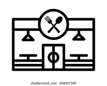 Restaurant, diner, eatery or bistro line art vector icon for food apps and websites