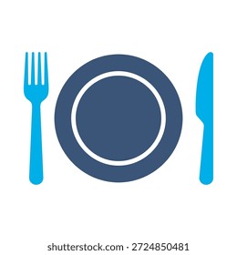 Restaurant Speisesymbol blau flach Vektor Design Platte Besteck Symbol Essen Essen Abendessen Mittagessen Service Grafik Element Zeichen