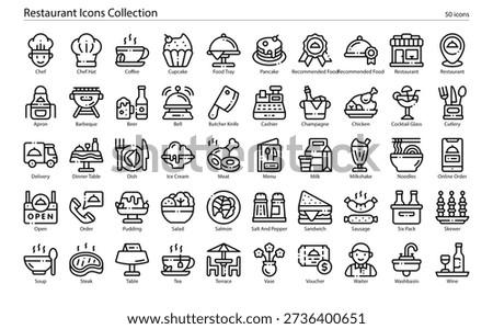 Restaurant Dining Service and Culinary Experience Icons