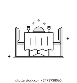 Restaurant Dining Table, Restaurant, Dinner, Dining Table, Cuisine, Food Service, Eating Out, Meal Time, Dining Experience Vector Icon Design