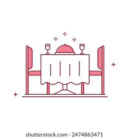 Restaurant Dining Table, Restaurant, Dinner, Dining Table, Cuisine, Food Service, Eating Out, Meal Time, Dining Experience Vector Icon Design