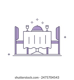 Restaurant Dining Table, Restaurant, Dinner, Dining Table, Cuisine, Food Service, Eating Out, Meal Time, Dining Experience Vector Icon Design