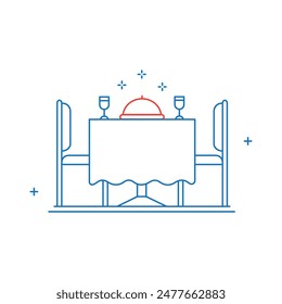 Restaurant Dining Table, Restaurant, Dinner, Dining Table, Cuisine, Food Service, Eating Out, Meal Time, Dining Experience Vector Icon Design