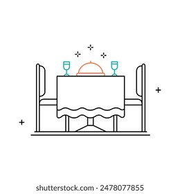 Restaurant Dining Table, Restaurant, Dinner, Dining Table, Cuisine, Food Service, Eating Out, Meal Time, Dining Experience Vector Icon Design