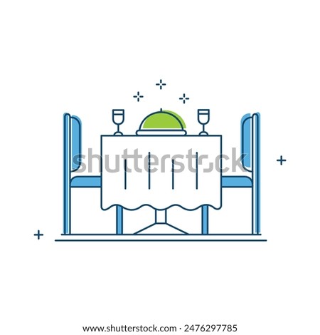 Restaurant Dining Table, Restaurant, Dinner, Dining Table, Cuisine, Food Service, Eating Out, Meal Time, Dining Experience Vector Icon Design