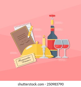 restaurant dinner. flat illustration, elements for infographics