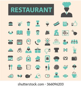 Restaurant dinner icons, signs vector concept set for infographics, mobile, website, application
