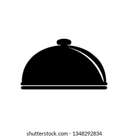 Restaurant dish icon. Covered with a tray of food icon. Vector illustration.