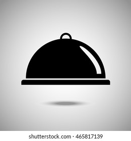 Restaurant dish icon. Flat style.Grey background. Vector illustration.