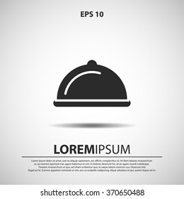 restaurant dish icon for web and mobile. tray sign in flat design style