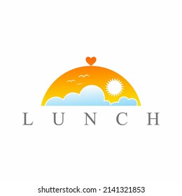 Ilustración vectorial del diseño del logo del plato de almuerzo, restaurante, restaurante, cancha de comida, café