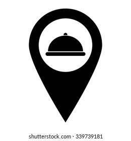 Restaurant dish - map pointer vector icon