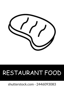 Restaurant dish, steak icon. Medium rare, hot dish, gourmet craftsmanship, culinary creativity, simplicity, silhouette, snack, gourmet food. Delicious, unusual food concept.