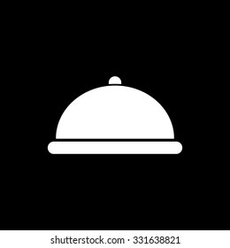 Restaurant dish - white vector icon