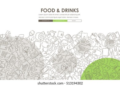 restaurant Doodle Website Template Design