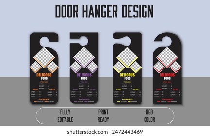 Restaurant Door Hanger Template for print. Creative Design, Easy Editable vector design. Business Hanger, Door Hanger, Hangers	
