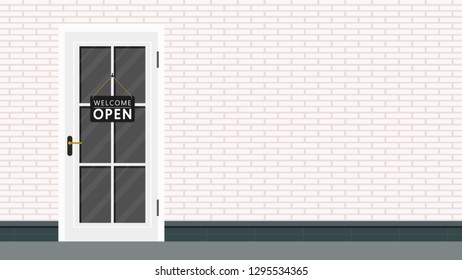 restaurant door  vector. free space for text. wallpaper. copy space. 