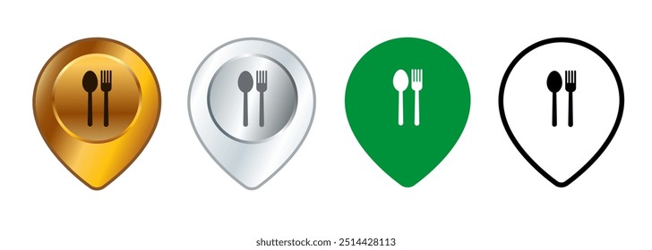 Restaurante restaurante lugar destino signo de navegación ubicación símbolo punto de alfiler mapa conjunto de Direcciones iconos diseño de colección