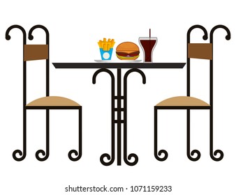 restaurant elegant table with fast food