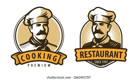Restaurant emblem. Cooking, food concept vector illustration