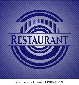 Restaurant emblem with jean background