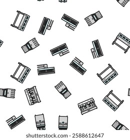 restaurant equipment kitchen cafe vector seamless pattern thin line illustration