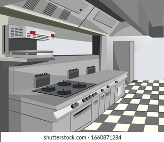 Restaurant equipment. Modern industrial kitchen vector Flat Illustration