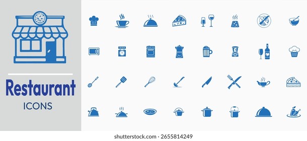 Design de ícones vetoriais de equipamentos de restaurante.
