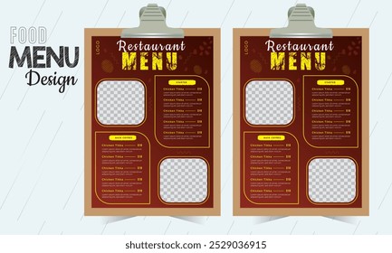 Restaurant fast food cafe menu template flyer vintage design 