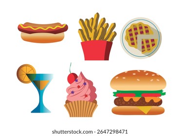 restaurant fast food and dessert icons 