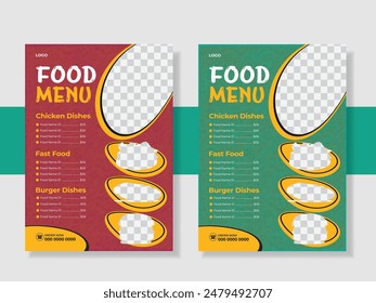 Restaurant fast food menu Design Template. Food Menu Card Design. Menu Card Design For Restaurant.