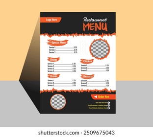 Restaurant fast food menu Design Template vector Eps. Food Menu Card Design For Restaurant.