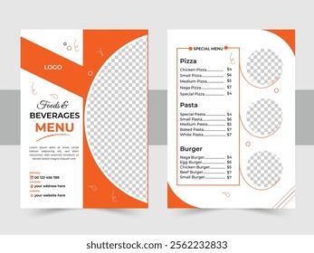  Restaurant fast food menu Design Template, Delicious Restaurant Food Menu Design appetizer Template, Elegant Food Menu Template and A4 set menu editable vector format

