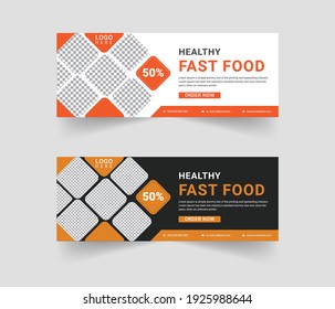 Restaurant Fast Food Social Media Cover Template Design - Web Banner