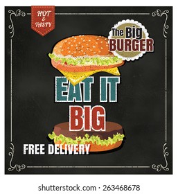 Restaurant Fast Foods menu burger on chalkboard vector format eps10